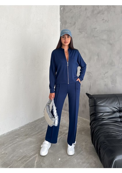 Kadın -Modal Eşofman Takımı Fermuarlı Takım /women's Textured Fabrıc Tracksuıt Set Wıth Zıpper Model indirimleri