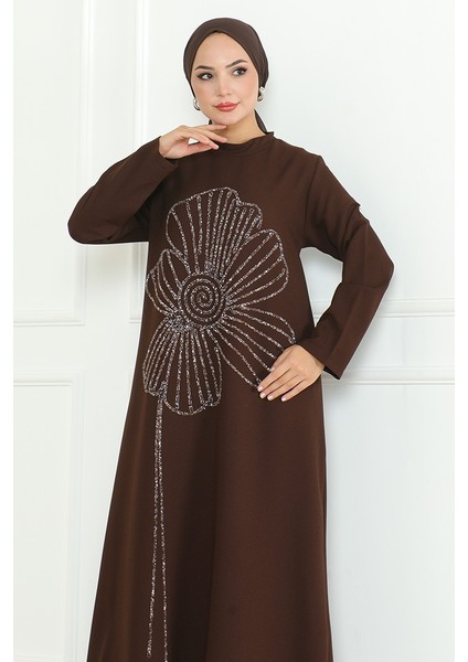 Zeral Taş Işlemeli Abiye 1200 - Kahve fiyatları