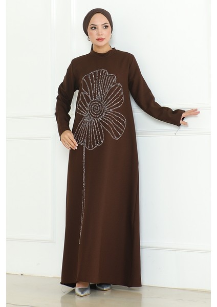 Zeral Taş Işlemeli Abiye 1200 - Kahve modelleri