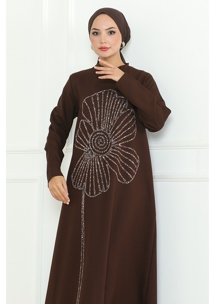 Zeral Taş Işlemeli Abiye 1200 - Kahve fırsatları