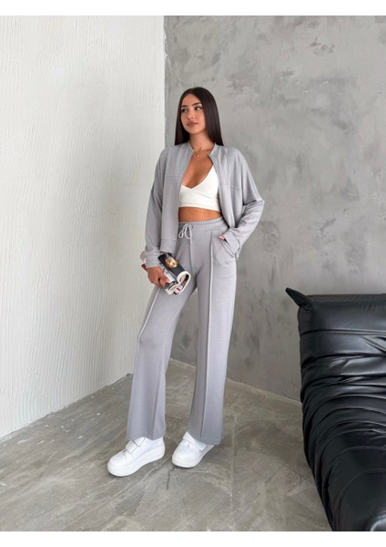 Kadın -Modal Eşofman Takımı Fermuarlı Takım /women's Textured Fabrıc Tracksuıt Set Wıth Zıpper Model