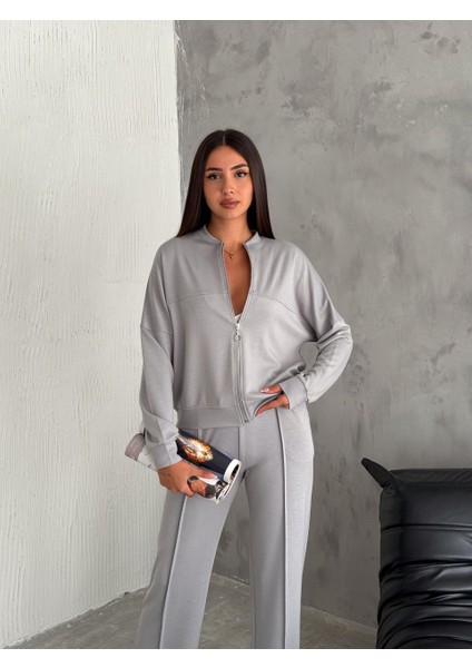 Kadın -Modal Eşofman Takımı Fermuarlı Takım /women's Textured Fabrıc Tracksuıt Set Wıth Zıpper Model fırsatları