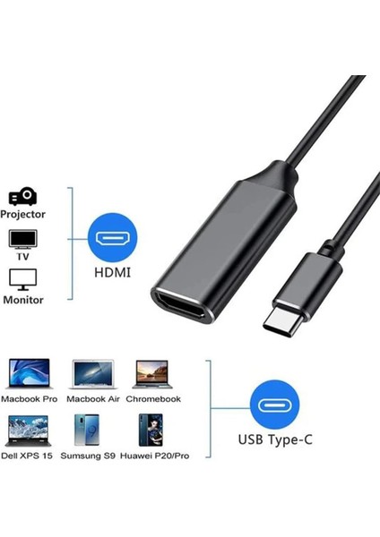 Type-C To HDMI Çevirici Type C - 4K Hdmı Hdtv Adaptör Macbook Uyumlu