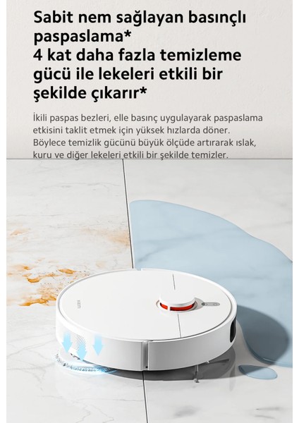 Çift Hatlı Lazer ve Lds Lidarlı Tarama 3D Engellerden Kaçınma Çift Ped Basınçlı Paspas Özellikli Robot Süpürge | Yapay Zeka ile Ultra Güç | Onerous Mutfak Tartısı Hediye