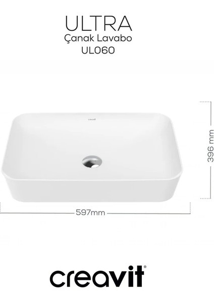 UL060 Ultra 60 cm Tezgah Üstü Çanak Lavabo