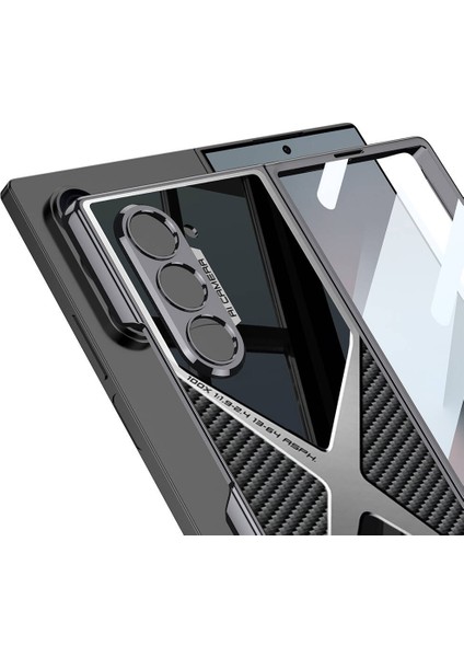 Galaxy Z Fold 6 Kılıf Ultra Ince Kamera Korumalı Pc + Karbon Arka Yüzey Zore X-Pro Kapak-Siyah