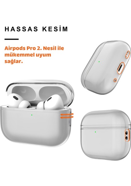 İkili Set Pro 2. Nesil Uyumlu Şeffaf Siyah Premium Kulaklık Kılıfı ve Beyaz Silikon Kulaklık İpi modelleri