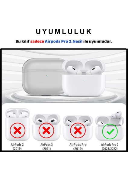 İkili Set Pro 2. Nesil Uyumlu Şeffaf Siyah Premium Kulaklık Kılıfı ve Beyaz Silikon Kulaklık İpi fırsatları