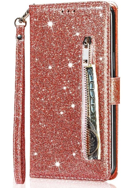 Xiaomi Redmi Not 13 Için Fermuarlı Cebi Durumda 4g Glitter Cüzdan Kılıf Pu Kart (Yurt Dışından)