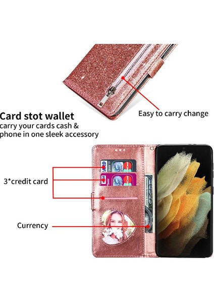 Samsung Galaxy S24 Için Fermuar Cep Durumda Ultra Glitter Cüzdan Kılıf Kartı (Yurt Dışından) indirimleri