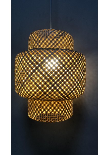 Bambu Avize 30CM- Iskandinav, Modern, Bohem, Rattan Avize, Aydınlatma