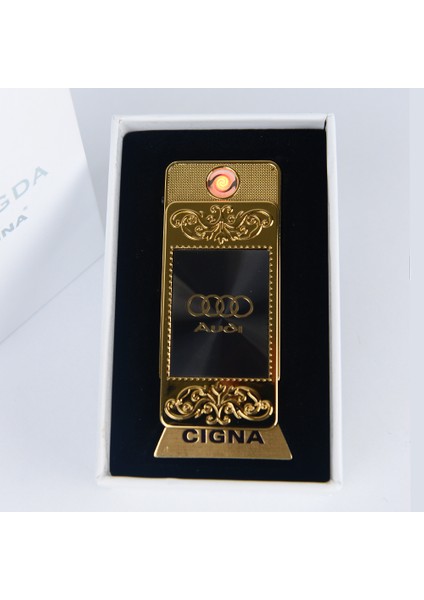 Audi Logolu Gold USB Şarjlı Elektronik Çakmak