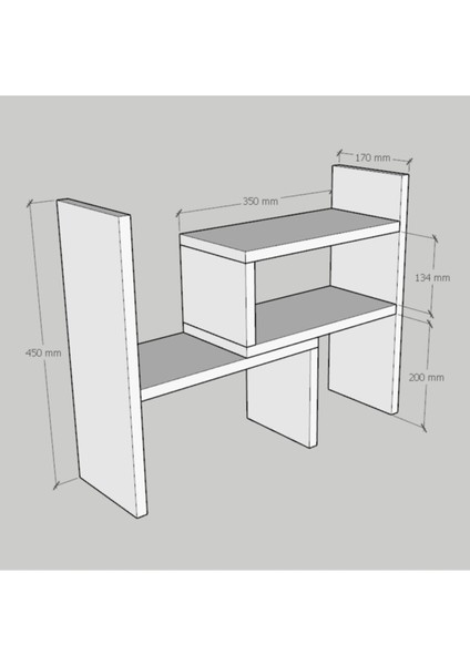 Tekno Trust Suntalam Libro Masa Üstü Kitaplık Raf 4 Suntalam 45 cm Beyaz Klasik 17 cm