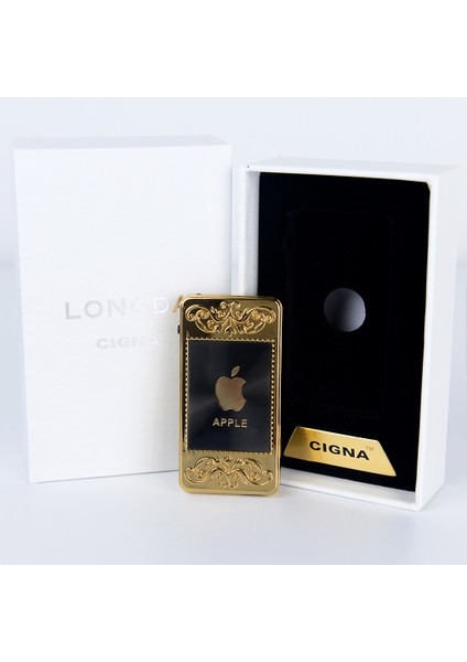 Apple Logolu Gold USB Şarjlı Elektronik Çakmak