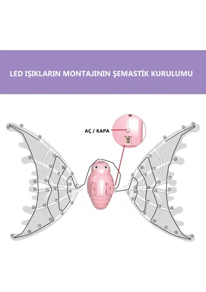 Dıy LED Işıklı Hareketli Müzikli Kelebek Kanatları Seti Maxi Boy