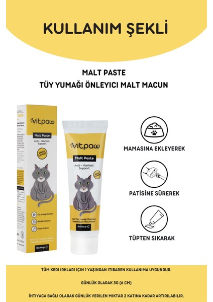 Malt Paste 100 gr Kediler Için Kusma ve Tüy Yumağı Oluşumu Önleyici Malt Macun