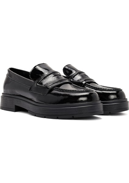 Kadın Siyah Rugan Deri Makosen Loafer 24WFD183916 modelleri