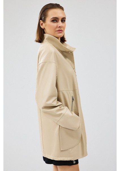 Dalida Kadın Krem Oversize Deri Ceket 24WGD5212U4 fırsatları