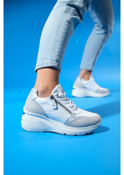 Adel Buz Süet Beyaz Kadın Spor Ayakkabı