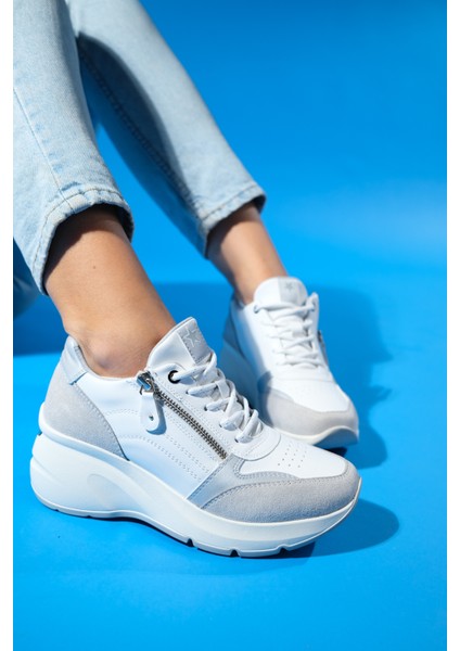 Adel Buz Süet Beyaz Kadın Spor Ayakkabı modelleri