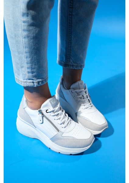 Adel Buz Süet Beyaz Kadın Spor Ayakkabı