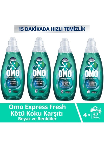 Express Fresh Kötü Koku Karşıtı Beyaz & Renkliler Sıvı Çamaşır Deterjanı 1480 ml x 4 Adet