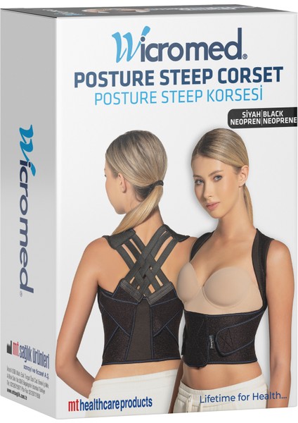 Wicromed Korse Dik Duruş Posture-Steep Neopren Delikli Siyah Standart 1