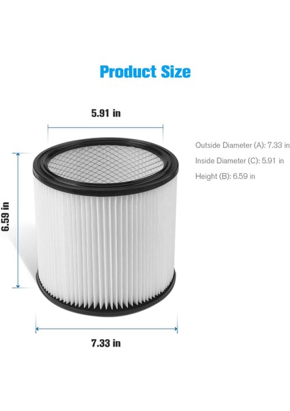 Shop-Vac 90350 90304 90333 Için Yedek Filtre Değiştirme (Yurt Dışından)