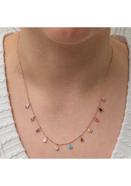 Gümüş Renkli Damla Taşlı Şans Kadın Kolye fiyatları