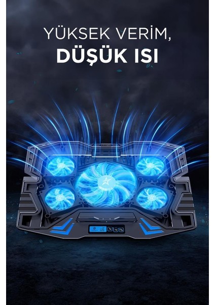 Cf-05 Ayarlanabilir Dizüstü Bilgisayar Rgb Soğutma Fanı Siyah