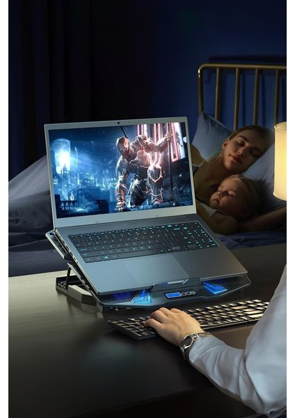 Cf-05 Ayarlanabilir Dizüstü Bilgisayar Rgb Soğutma Fanı Siyah