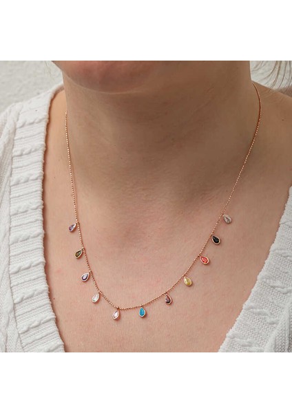 Gümüş Renkli Damla Taşlı Şans Kadın Kolye indirimleri