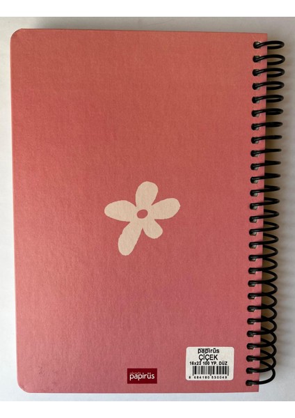 Çiçek, Çizgisiz Defter, Spiralli, Sert Kapaklı, 16X23CM, 100 Yaprak