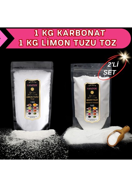 Limon Tuzu Toz 1 kg + Karbonat 1 kg 2'li Set
