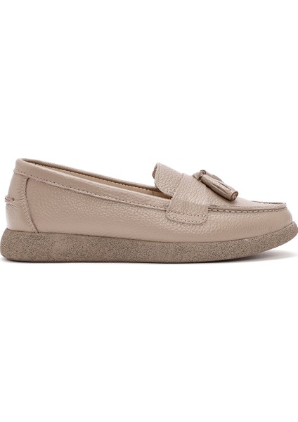 Kadın Vizon Püsküllü Deri Comfort Loafer 24WFD1503FT