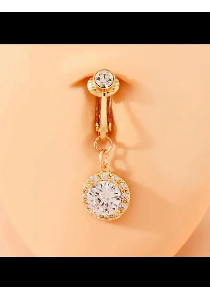 Delik Gerektirmeyen Fake Klipsli Göbek Piercingi