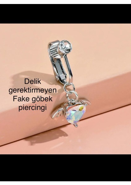 Delik Gerektirmeyen Klipsli Sıkıştırmalı Sahte Göbek Piercingi