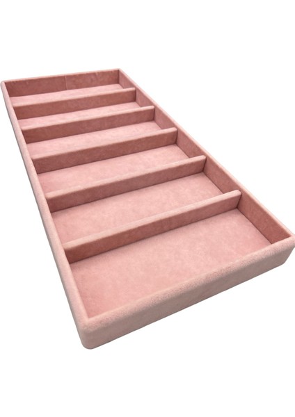Yerli Üretim Lefkoşa Model Süet Kumaş Pembe Renk 38 cm / 19 cm Gözlük Sergileme Çekmece Içi Stand modelleri