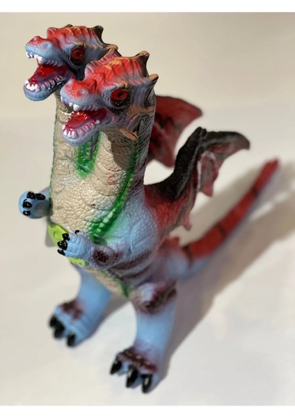 2 Kafalı Yumuşak Dokulu Sesli Hayvan Figür Renkli Ejderha Çocuk Oyuncak 30 cm modelleri
