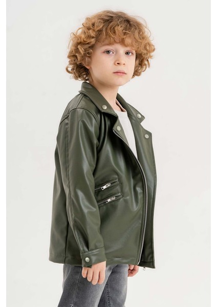 Fermuarlı Su Geçirmez Deri Ceket 2-13 Yaş Erkek Çocuklar için Şık Tasarım modelleri