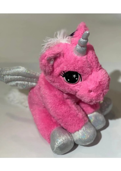 Unicorn Pembe Simli Parlak Peluş Uyku Arkadaşı Çocuk Oyuncak 40 cm