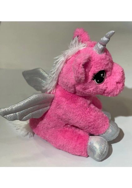 Unicorn Pembe Simli Parlak Peluş Uyku Arkadaşı Çocuk Oyuncak 40 cm