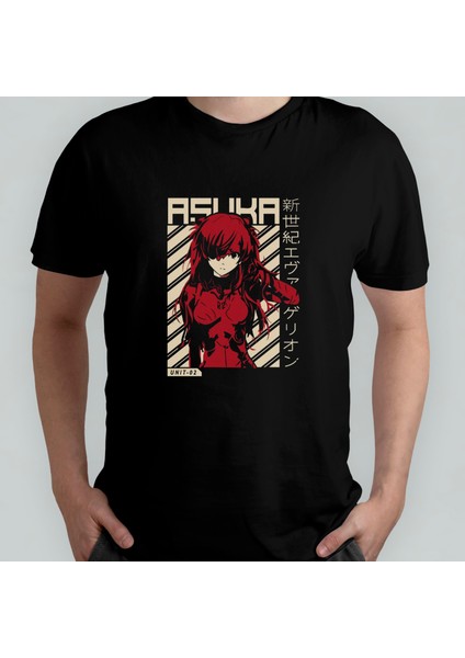 Neon Genesis Evangelion Asuka %100 Pamuklu Bisiklet Yaka T-Shirt Model - 4