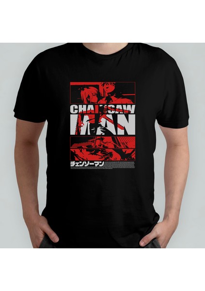 Chainsaw Man %100 Pamuklu Bisiklet Yaka T-Shirt Model - 4