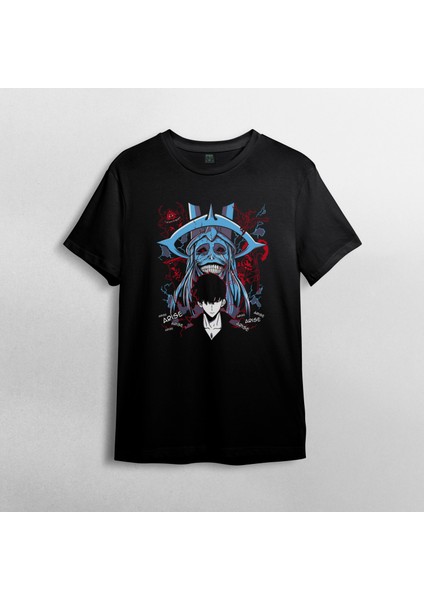Solo Leveling %100 Pamuklu Bisiklet Yaka T-Shirt Model - 1
