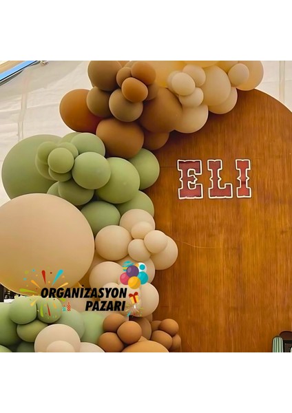 Balon Seti Deniz Kumu-Karamel-Küf Yeşili 100 Lü Balon Zinciri Seti fırsatları