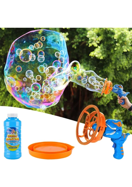 Yumuşak Vantilatörlü Bubble In Bubble Baloncuk Tabancası Köpük Makinesi Baloncuk Makinesi Dinozor Mavi