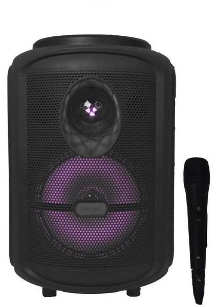 KTS-2111 Siyah Rgb Ledli Mikrofonlu Tekerlekli Bluetooth Hoparlör Speaker