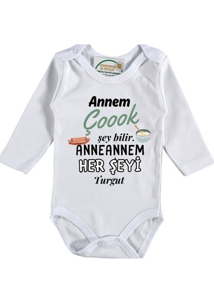 Annem Çok Şey Bilir Anneannem- Babaannem Her Şeyi Yazılı Bebek Zıbın