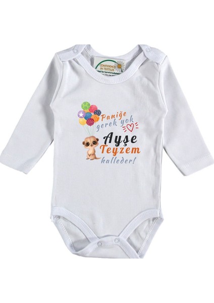 Paniğe Gerek Yok Teyzem Halleder Yazılı Bebek Zıbını